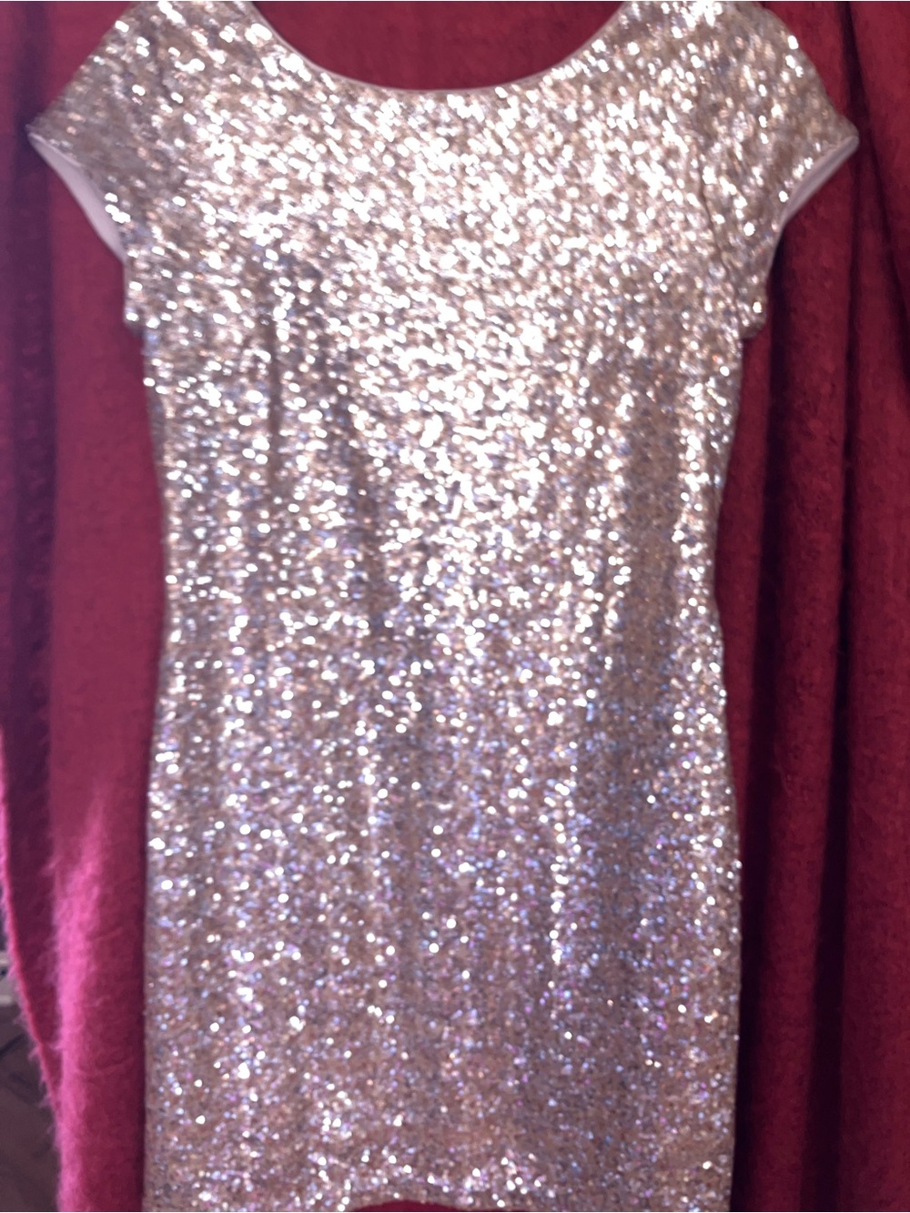 White House Black Market Rose Gold Sequin Mini Dress